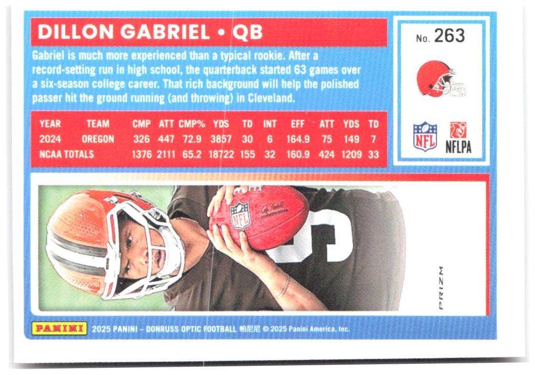 Dillon Gabriel Donruss Optic - Pink 263 2025 Cleveland Browns