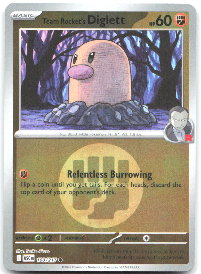 Team Rocket's Diglett Energy Symbol Reverse Holo ME Ascended Heroes 100/217 NM