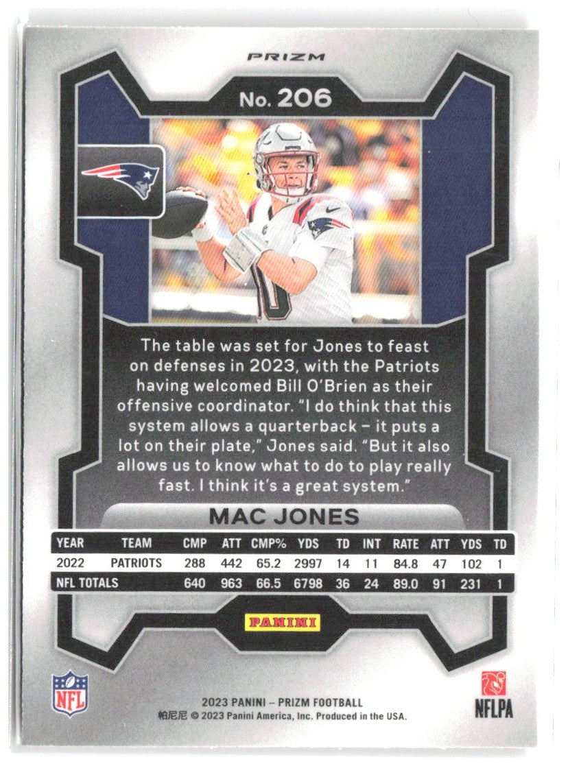 Mac Jones Panini Prizm - Disco 206 2023 New England Patriots