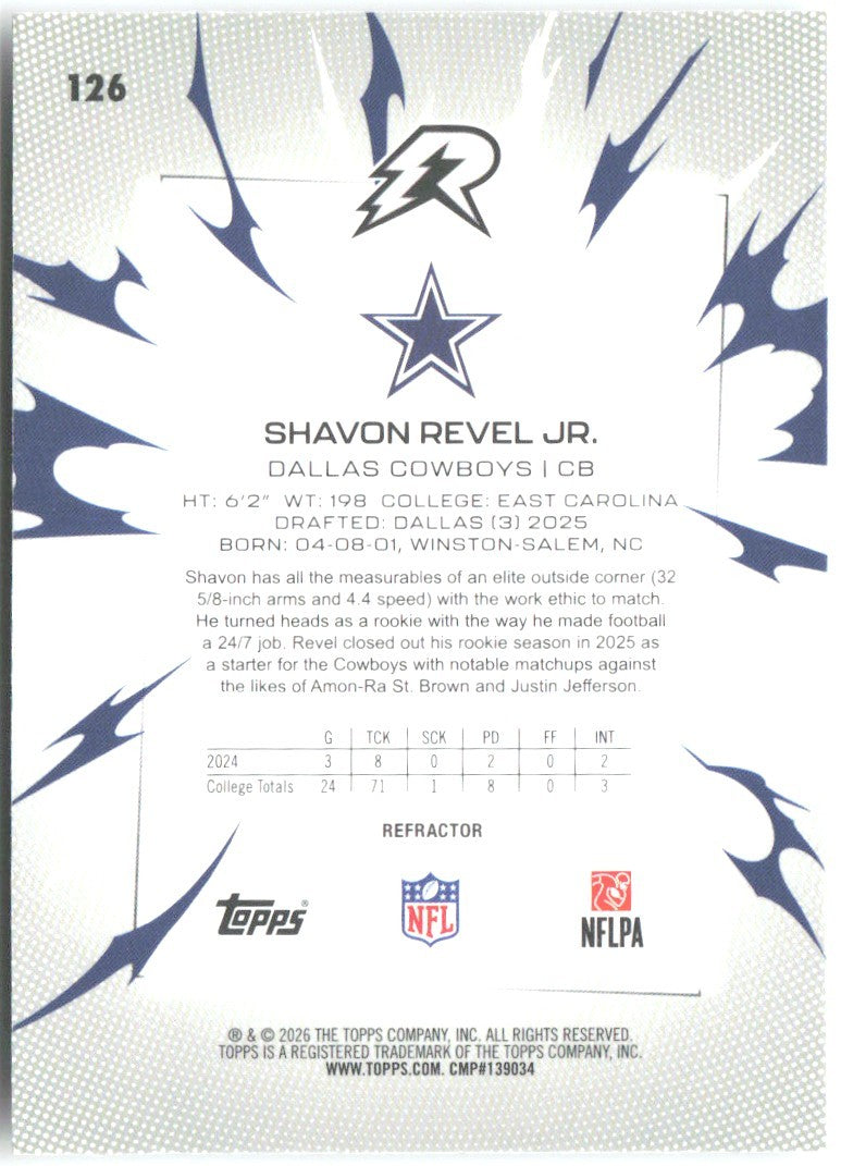 Shavon Revel Jr. Topps Resurgence - Refractor 126 2025 Dallas Cowboys