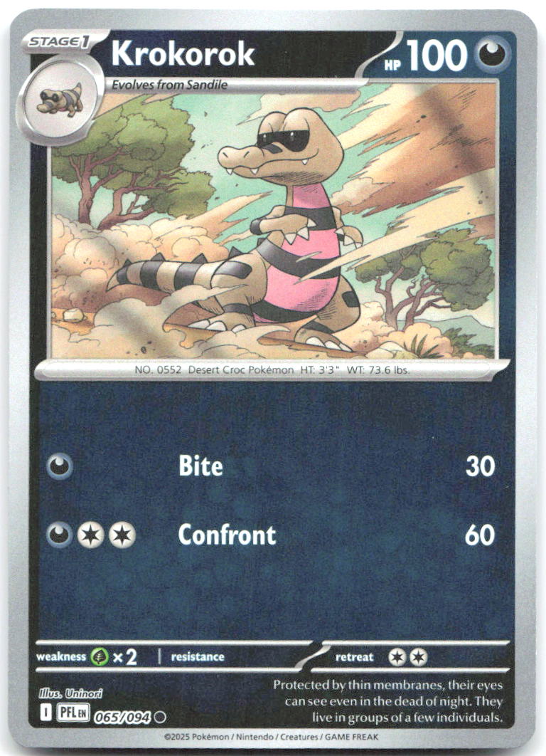 Krokorok Reverse Holo Common ME02 Phantasmal Flames 065/094 NM Uninori