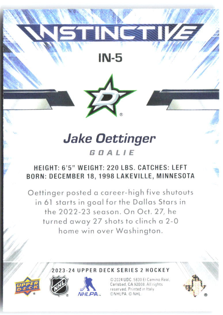 Jake Oettinger Upper Deck - Instinctive IN-5 2023-24 Dallas Stars