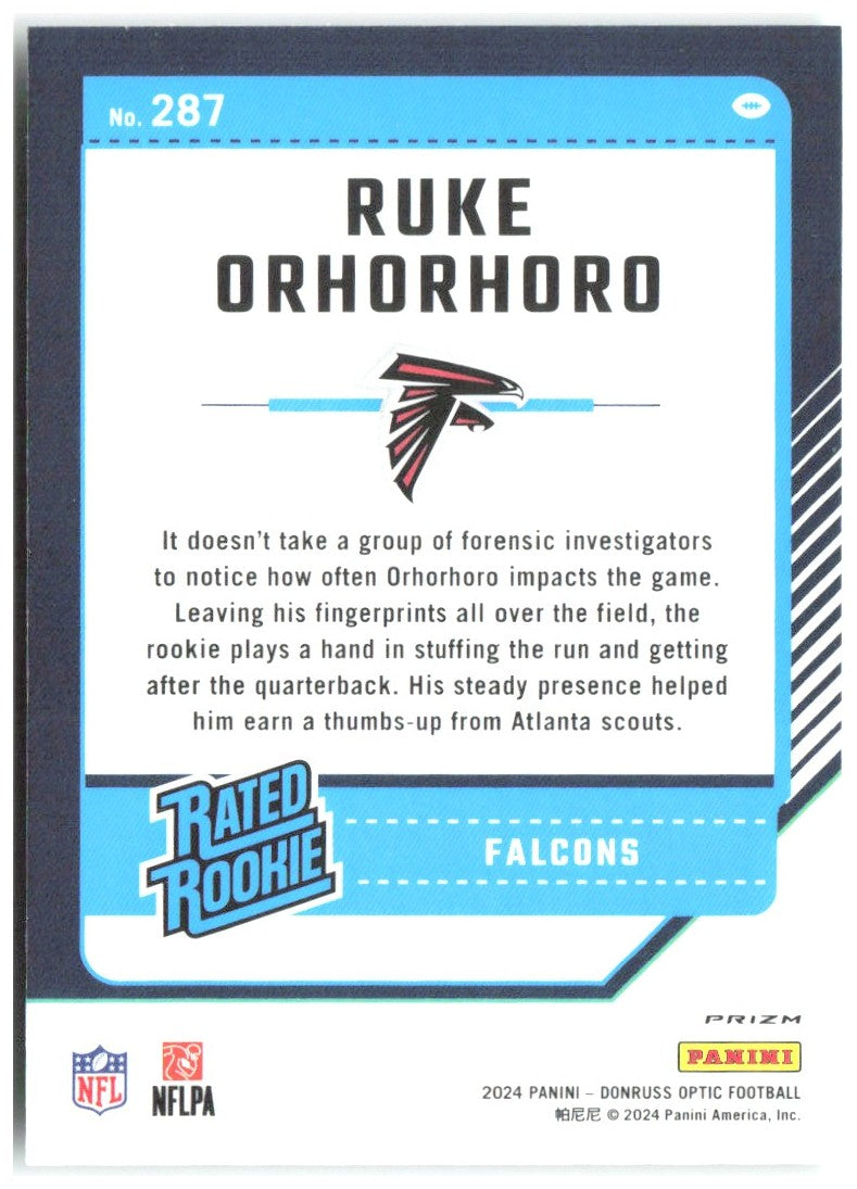 Ruke Orhorhoro Donruss Optic - Green Hyper 287 2024 Atlanta Falcons