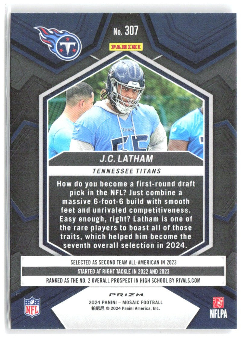 J.C. Latham Panini Mosaic - Mosaic Camo Pink 307 2024 Tennessee Titans