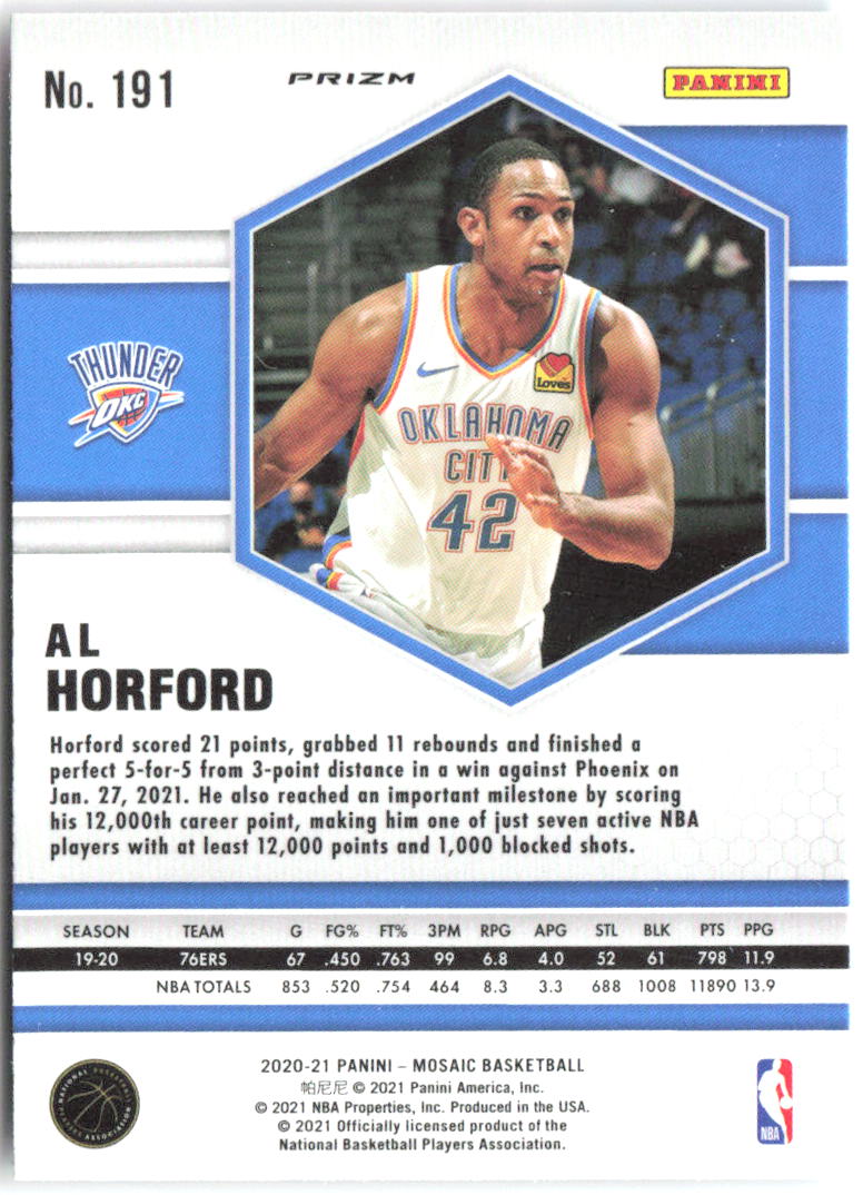 Al Horford Panini Mosaic - Mosaic Camo Pink 191 2020-21 Oklahoma City Thunder