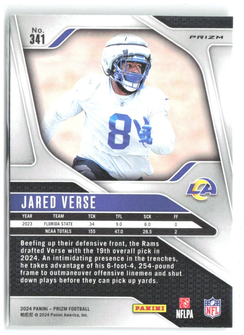 Jared Verse Panini Prizm - Green 341 2024 Los Angeles Rams