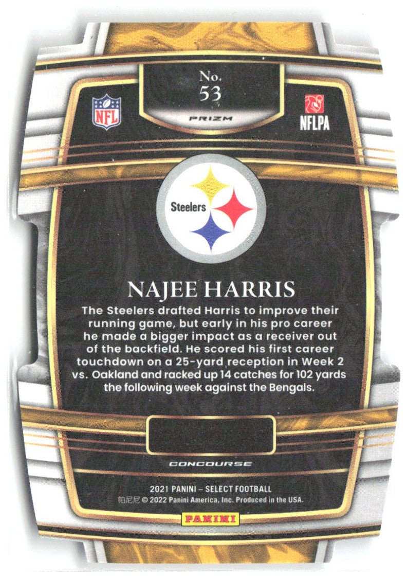 Najee Harris Select Red and Blue Prizm Die Cut 53 2021 Pittsburgh Steelers