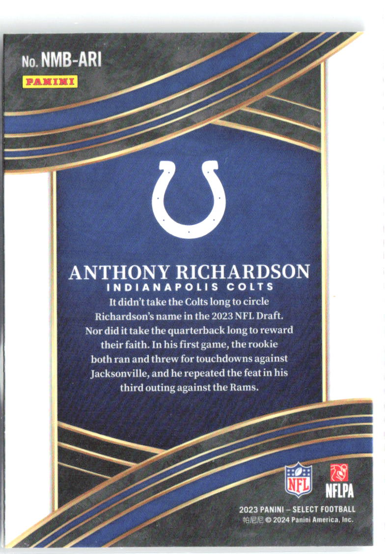 Anthony Richardson Panini Select - Numbers NMB-ARI 2023 Indianapolis Colts