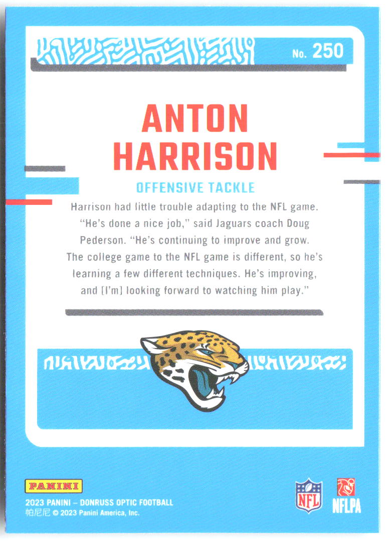 Anton Harrison Donruss Optic 250 2023 Jacksonville Jaguars RC