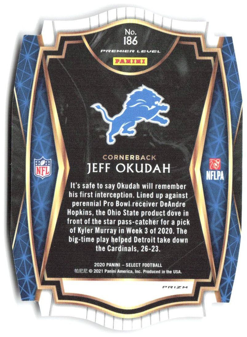 Jeff Okudah Panini Select - Purple Prizm Die Cut 186 2020 Detroit Lions