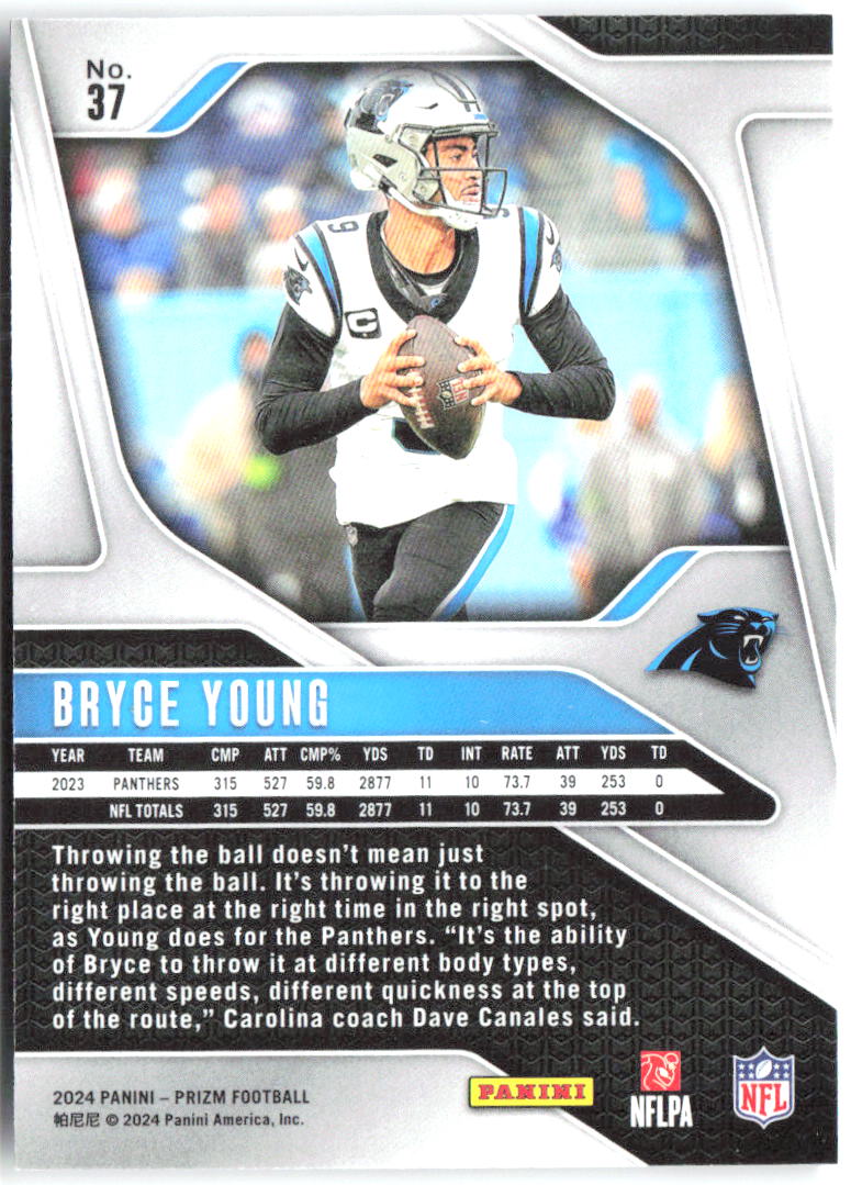 Bryce Young Panini Prizm 37 2024 Carolina Panthers