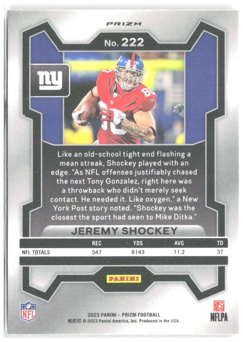 Jeremy Shockey Panini Prizm - Lazer 222 2023 New York Giants