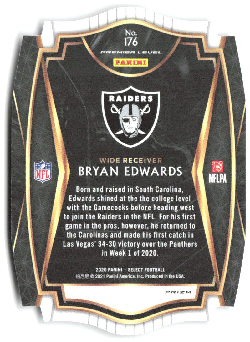 Bryan Edwards Panini Select - Purple Prizm Die Cut 176 2020 Las Vegas Raiders