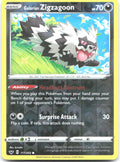 Galarian Zigzagoon Reverse Holo Common SWSH01 Sword & Shield Base Set 117/202 NM