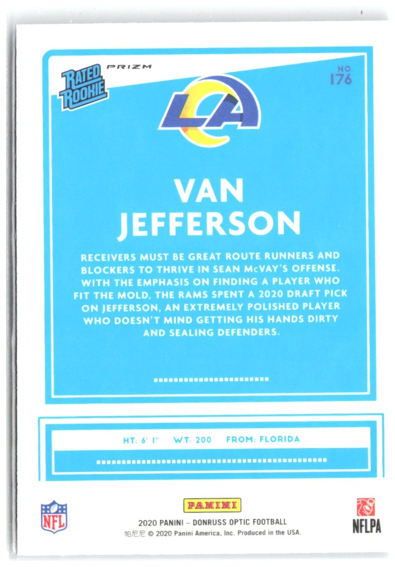 Van Jefferson Donruss Optic - Purple Shock 176 2020 Los Angeles Rams