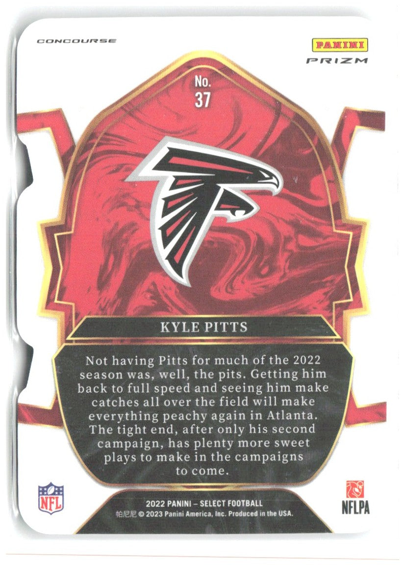Kyle Pitts Panini Select - Red and Blue Prizm Die Cut 37 2022 Atlanta Falcons