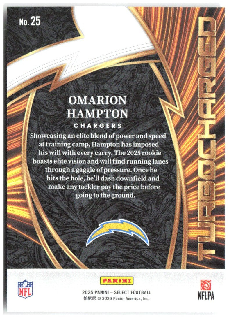 Omarion Hampton Panini Select - Turbocharged 25 2025 Los Angeles Chargers