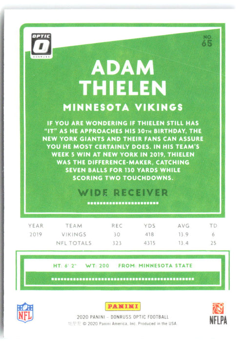 Adam Thielen Donruss Optic 65 2020 Minnesota Vikings