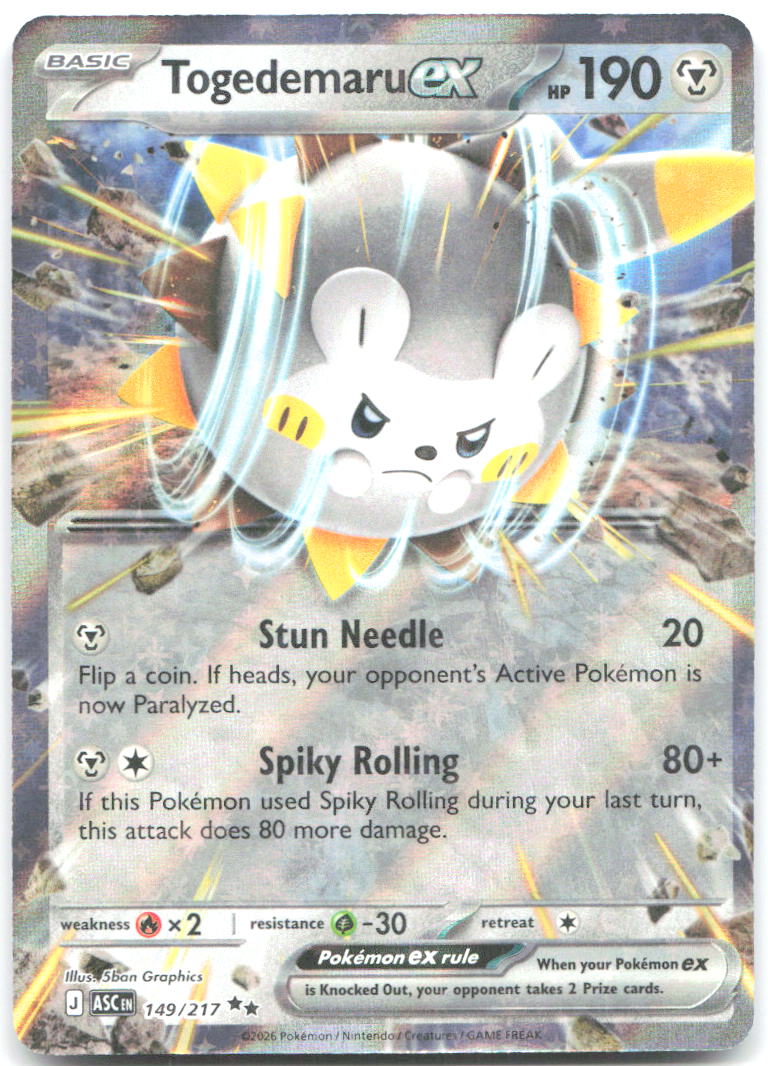 Togedemaru ex Holo Double Rare ME Ascended Heroes 149/217 NM 5ban Graphics