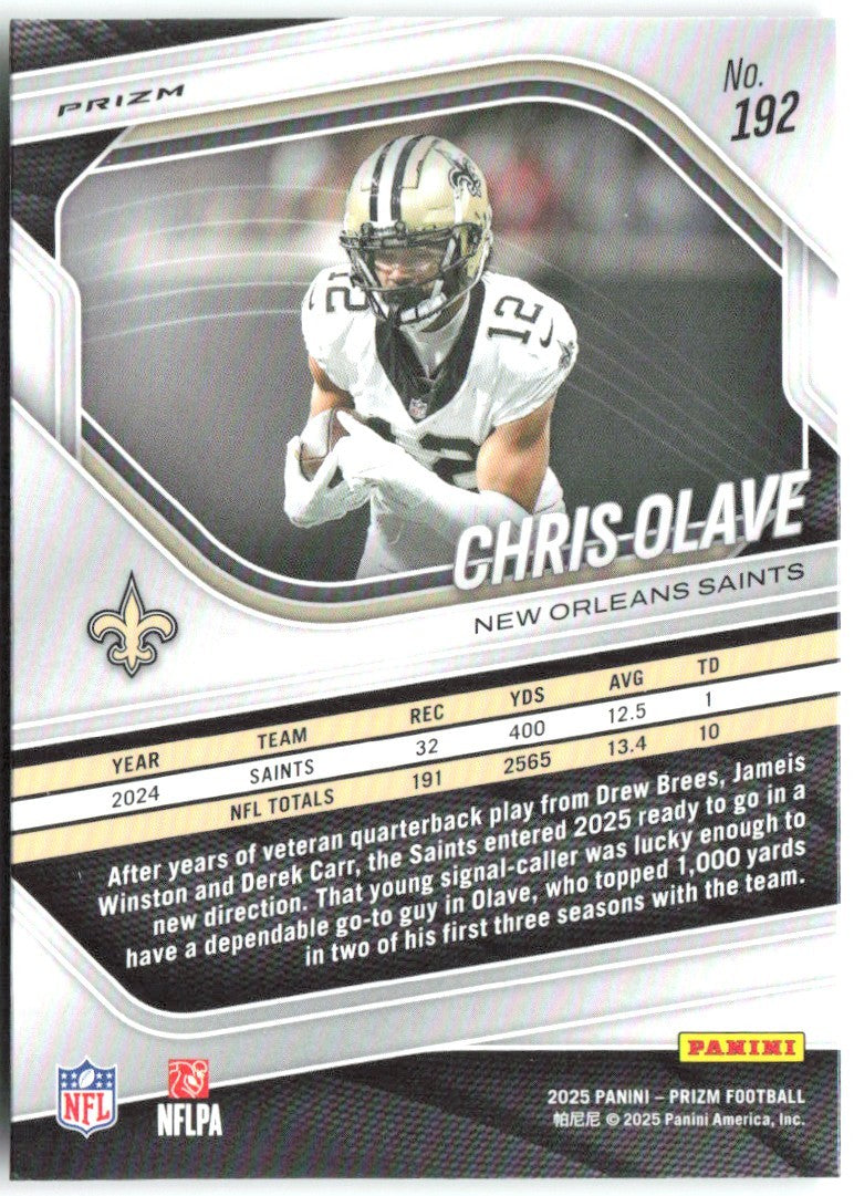 Chris Olave Panini Prizm - Neon Green Pulsar 192 2025 New Orleans Saints