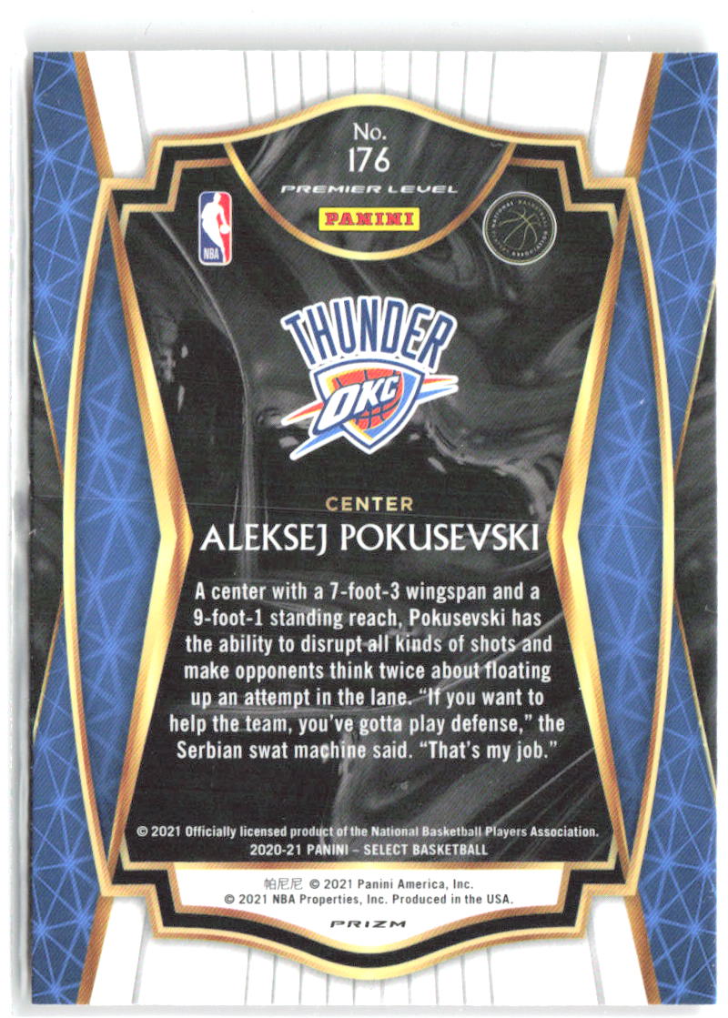 Aleksej Pokusevski Panini Select - Red White Orange Shimmer 176 2020-21 Thunder