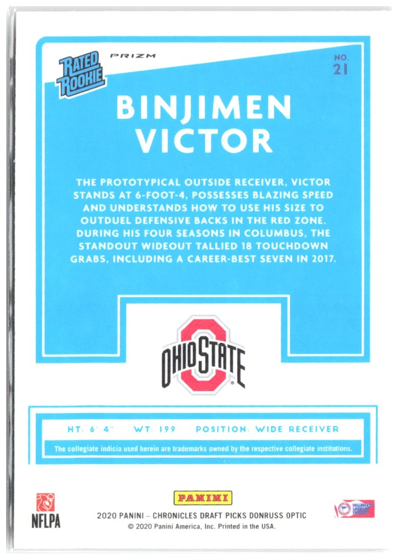 Binjimen Victor Chronicles Draft Picks - Donruss Rookies Red 21 2020 Ohio State