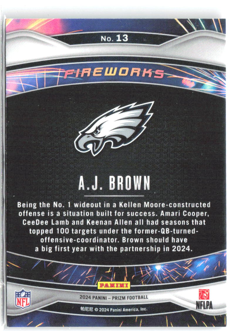 A.J. Brown Panini Prizm - Fireworks 13 2024 Philadelphia Eagles