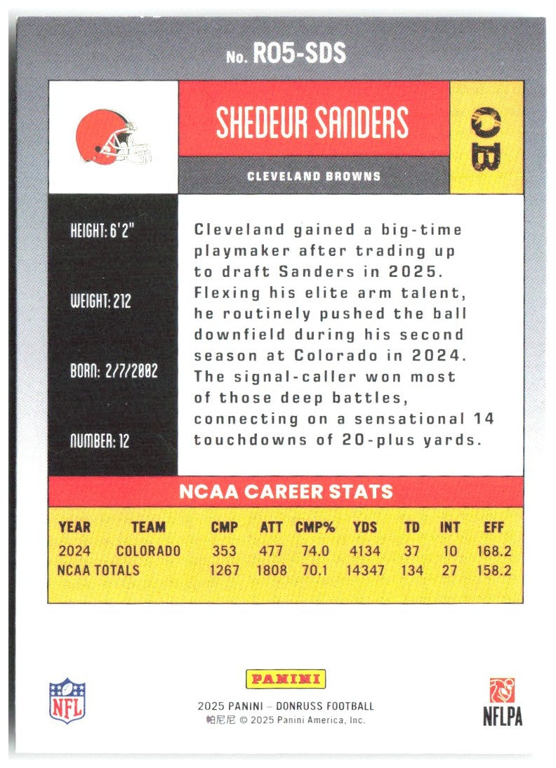 Shedeur Sanders Donruss - Retro 2005 R05-SDS 2025 Cleveland Browns