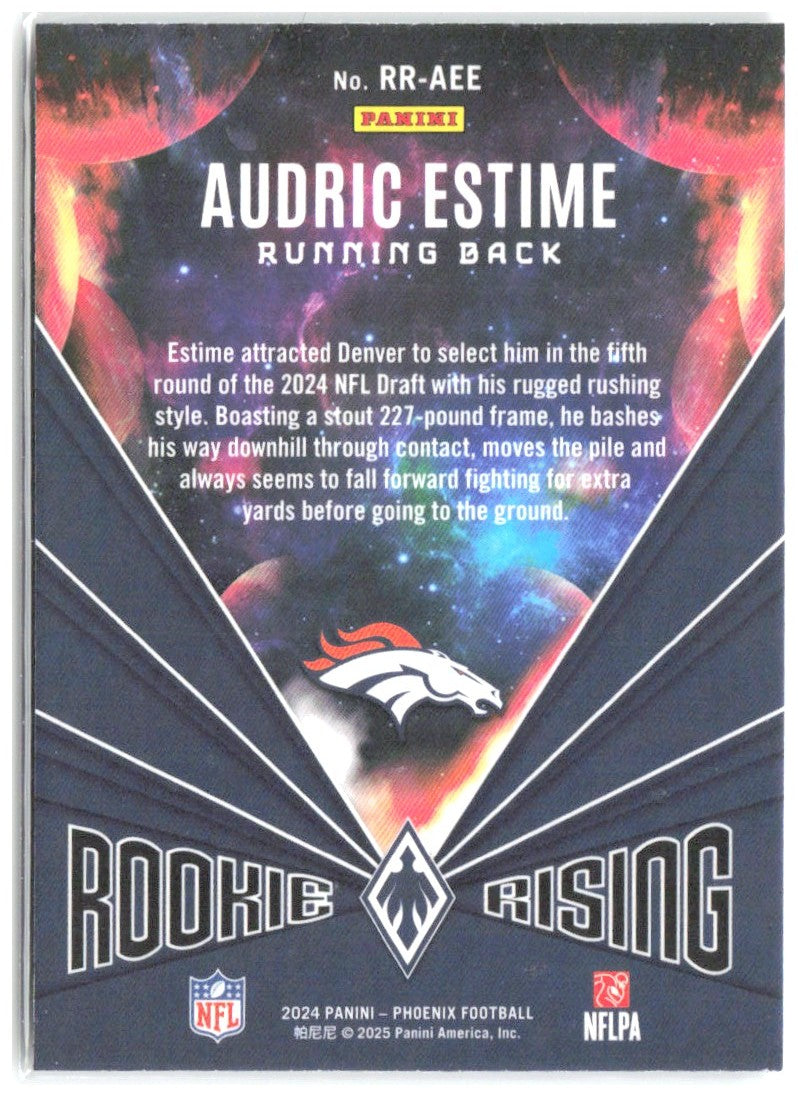 Audric Estime Panini Phoenix - Rookie Rising Lazer RR-AEE 2024 Denver Broncos
