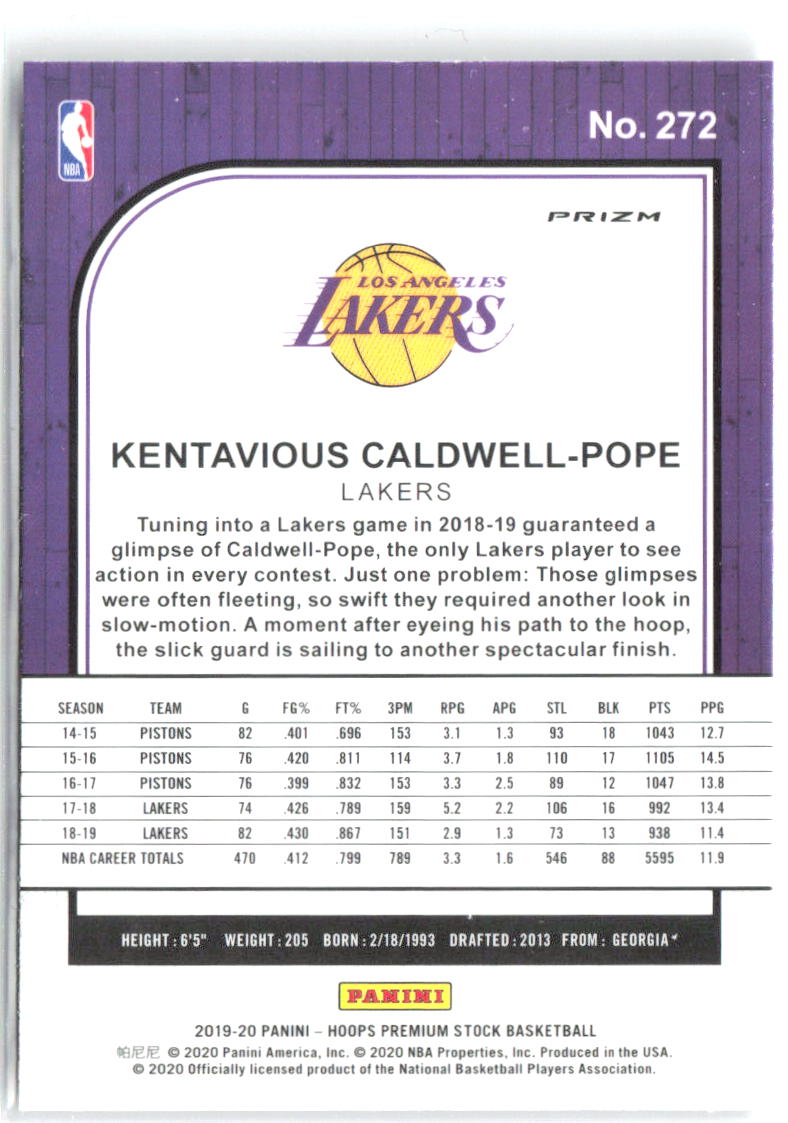 Kentavious Caldwell-Pope Hoops Premium Stock Silver Laser 272 2019-20 Lakers