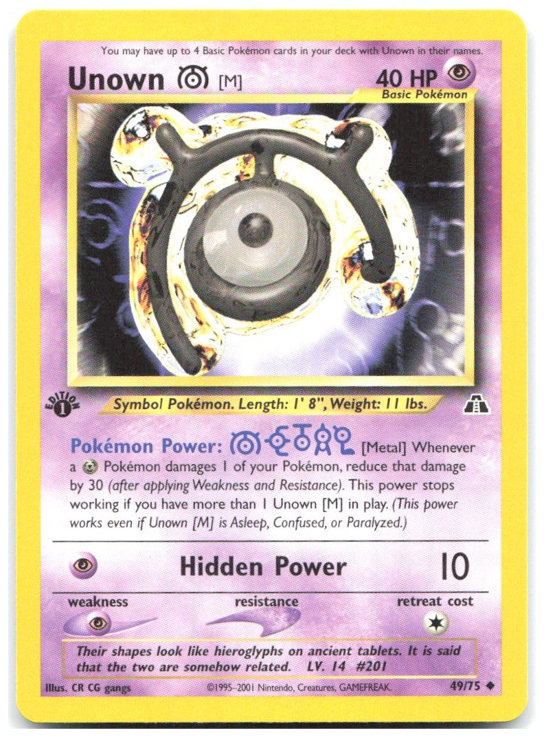 Unown [M] 1st Edition Uncommon Neo Discovery 49/75 NM CR CG gangs