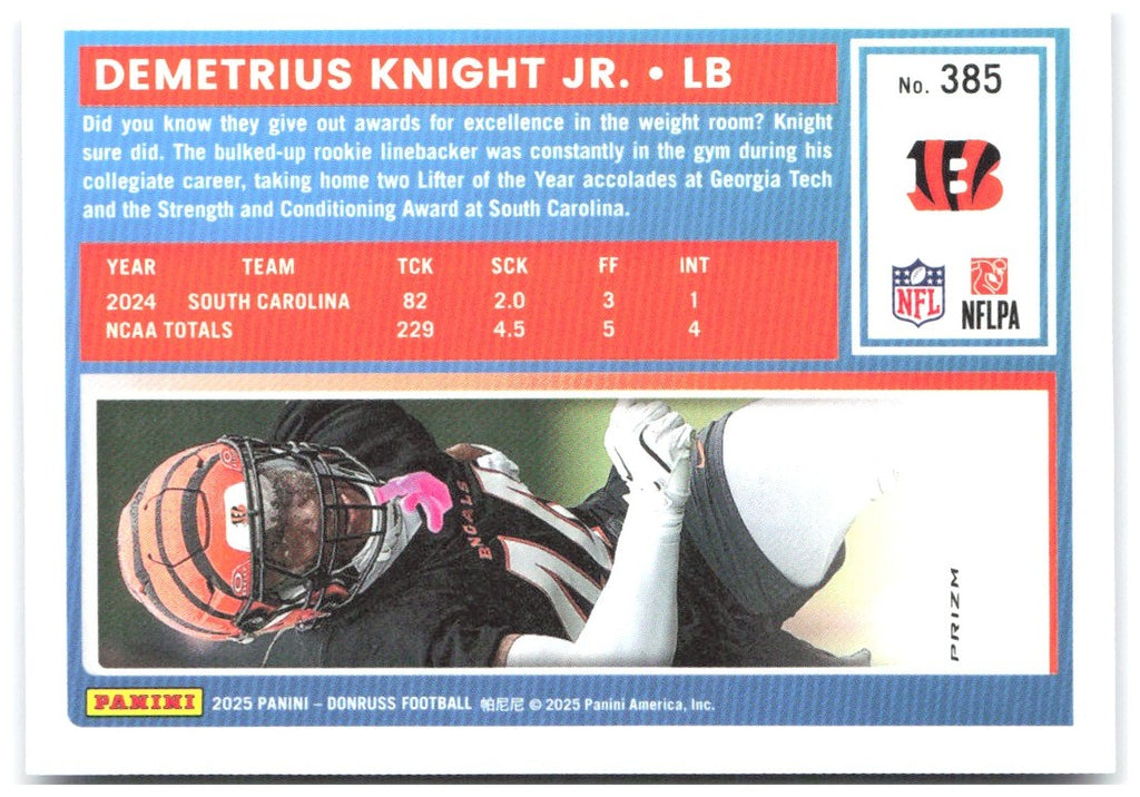 Demetrius Knight Jr. Donruss - Optic Rated Rookies Blue Scope 385 2025 Bengals