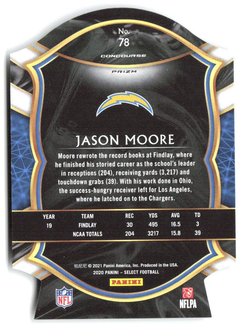 Jason Moore Panini Select - Purple Prizm Die Cut 78 2020 Los Angeles Chargers