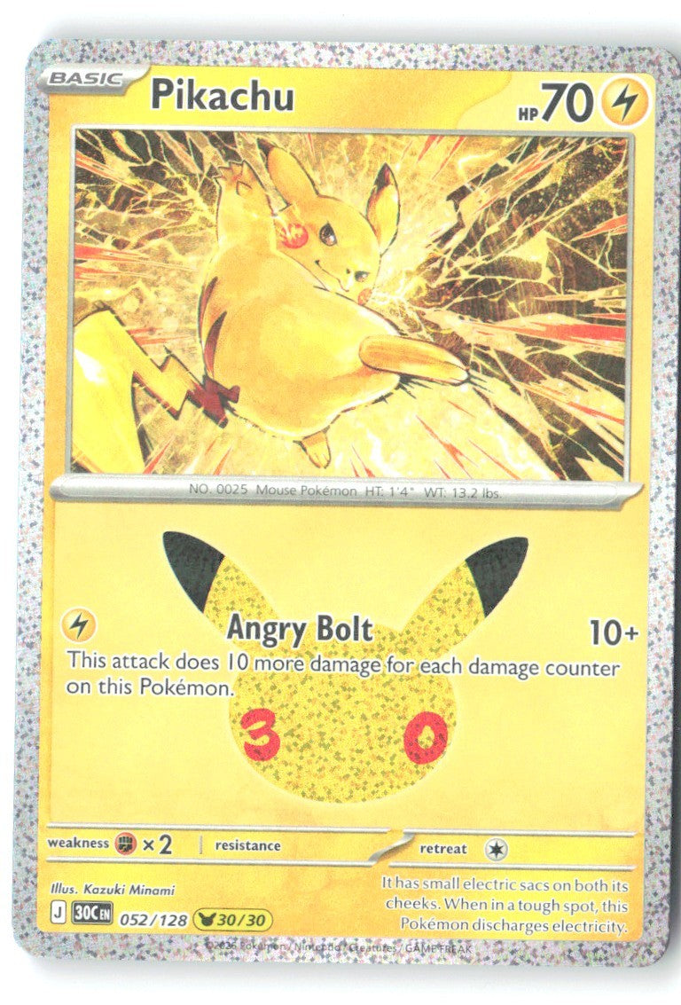 Pikachu Holo Pikachu Rare ME 30th Celebration 052/128 NM Kazuki Minami
