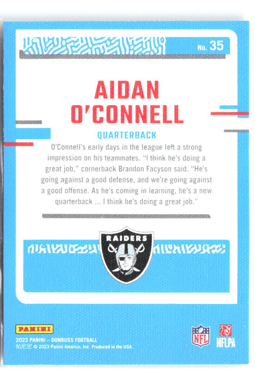 Aidan O'Connell Donruss - Rated Rookie Portrait 35 2023 Las Vegas Raiders