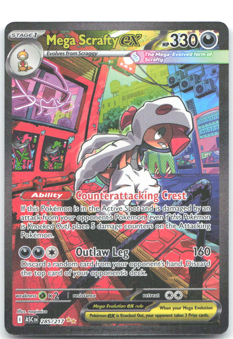 Mega Scrafty ex Holo Special Illustration Rare ME: Ascended Heroes 285/217 NM 5ban Graphics
