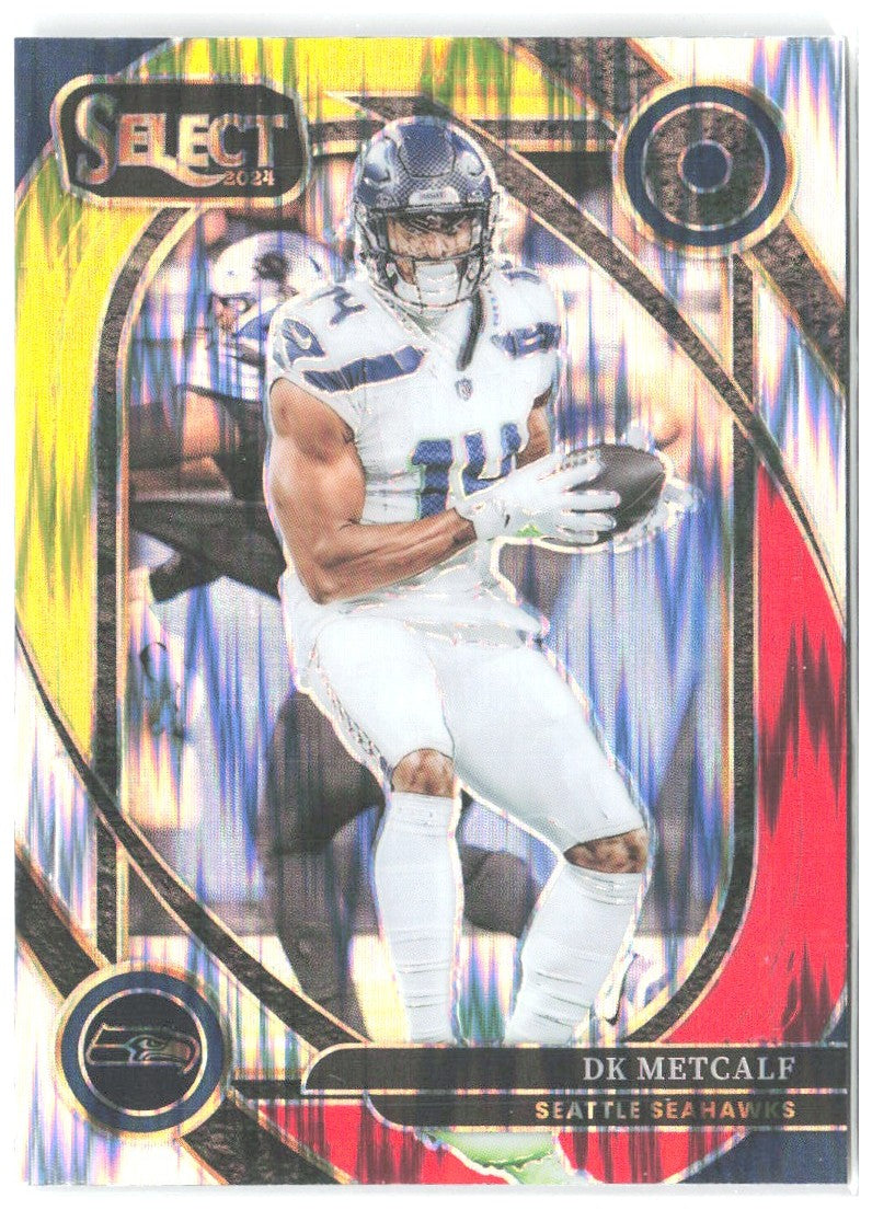 DK Metcalf Panini Select - Red & Yellow Prizm Shock 251 2024 Seattle Seahawks