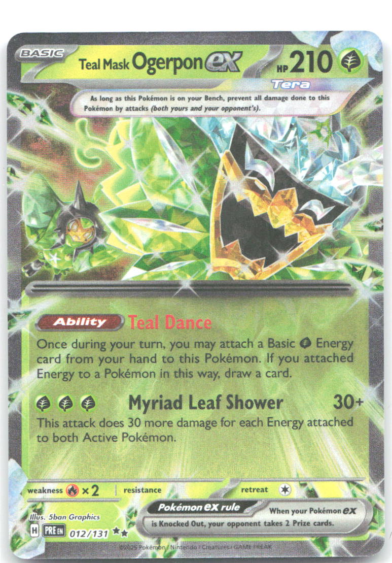 Teal Mask Ogerpon ex Holo Double Rare SV: Prismatic Evolutions 012/131 NM 5ban Graphics