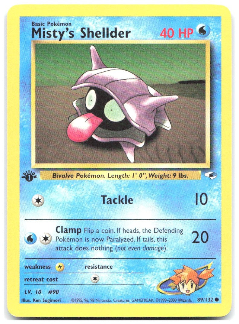 Misty's Shellder 1st Edition Common Gym Heroes 089/132 NM Ken Sugimori