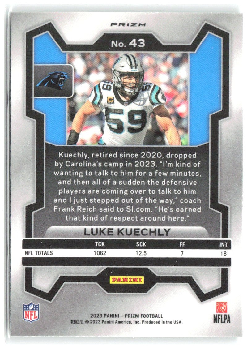 Luke Kuechly Panini Prizm - Green 43 2023 Carolina Panthers