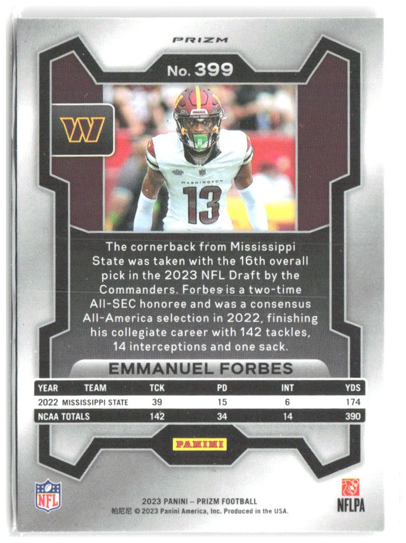 Emmanuel Forbes Panini Prizm - Lazer 399 2023 Washington Commanders