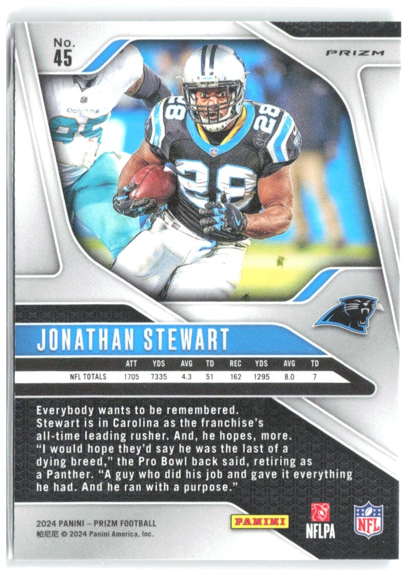 Jonathan Stewart Panini Prizm - Green 45 2024 Carolina Panthers