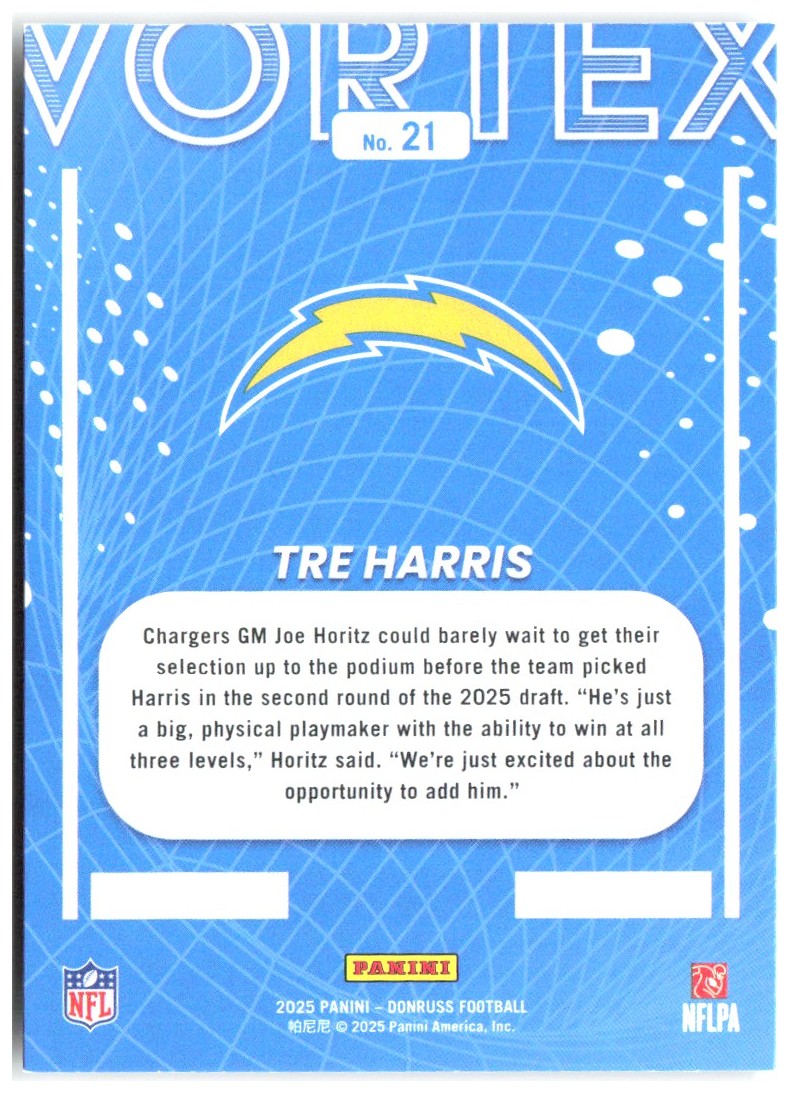 Tre Harris Donruss - Vortex 21 2025 Los Angeles Chargers