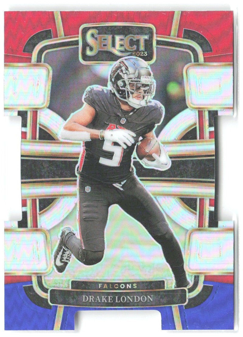 Drake London Panini Select - Red and Blue Prizms Die Cuts 6 2023 Atlanta Falcons