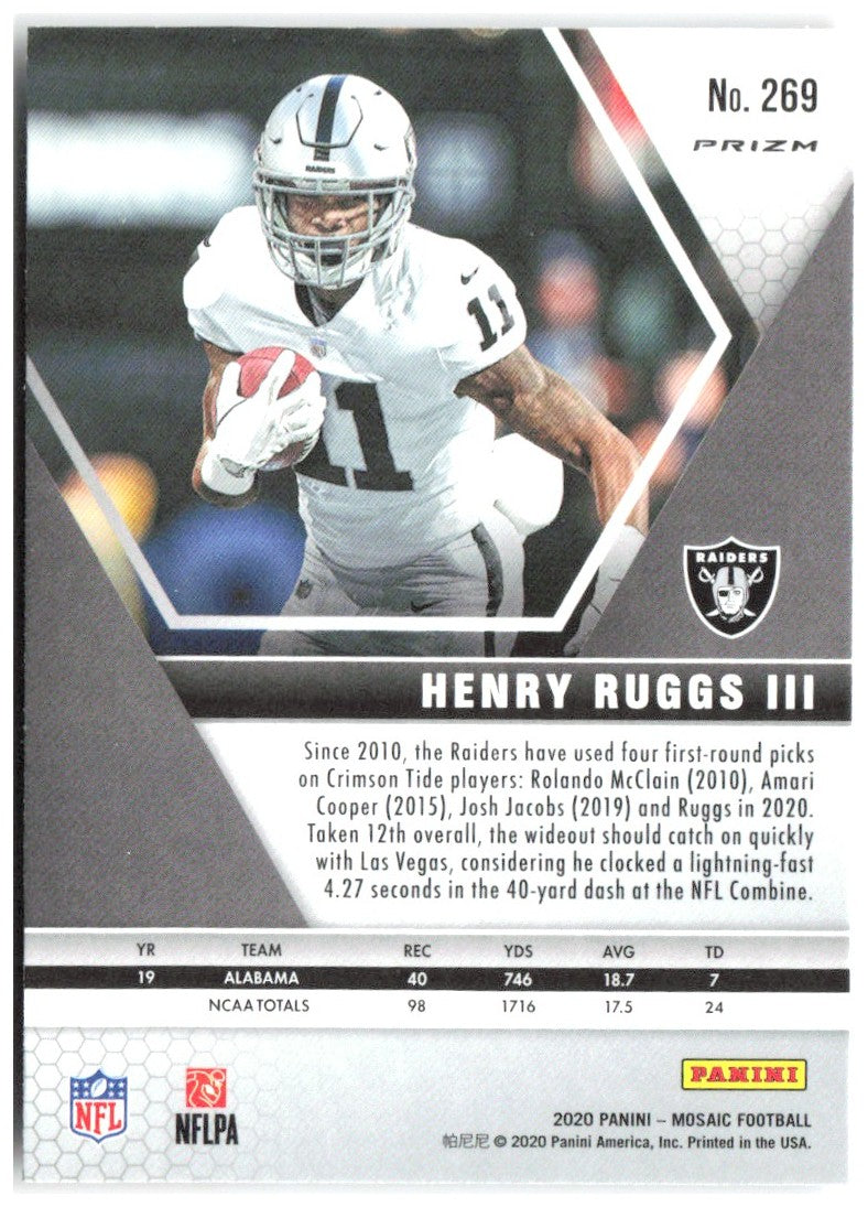 Henry Ruggs III Panini Mosaic - Prizm Reactive Gold 269 2020 Las Vegas Raiders