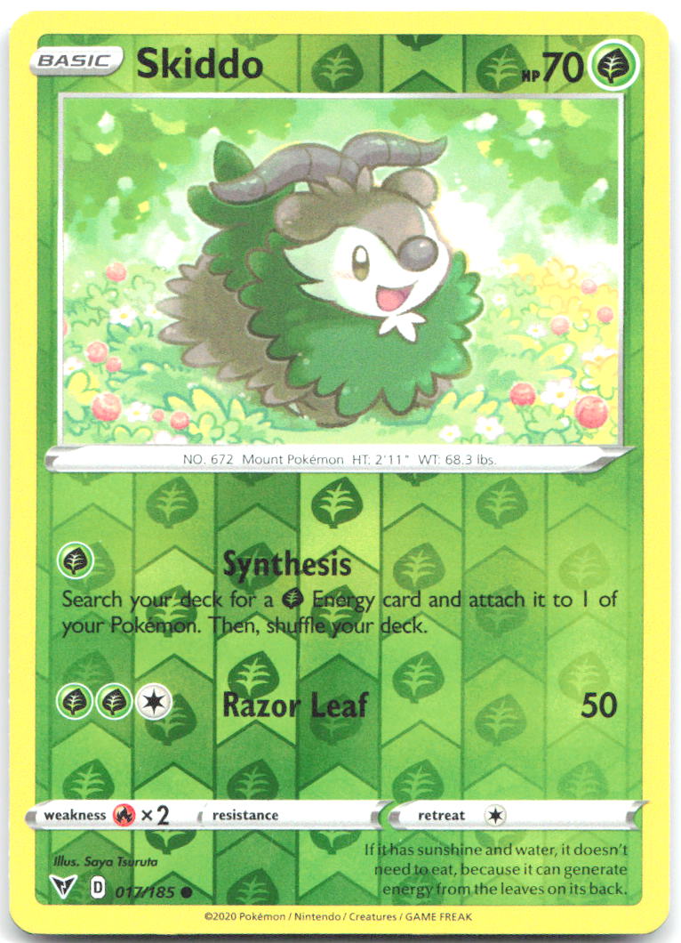 Skiddo Reverse Holo Common SWSH04 Vivid Voltage 017/185 NM Saya Tsuruta