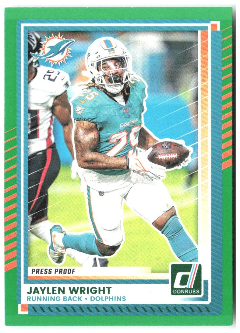 Jaylen Wright Donruss - Press Proofs Green 143 2025 Miami Dolphins