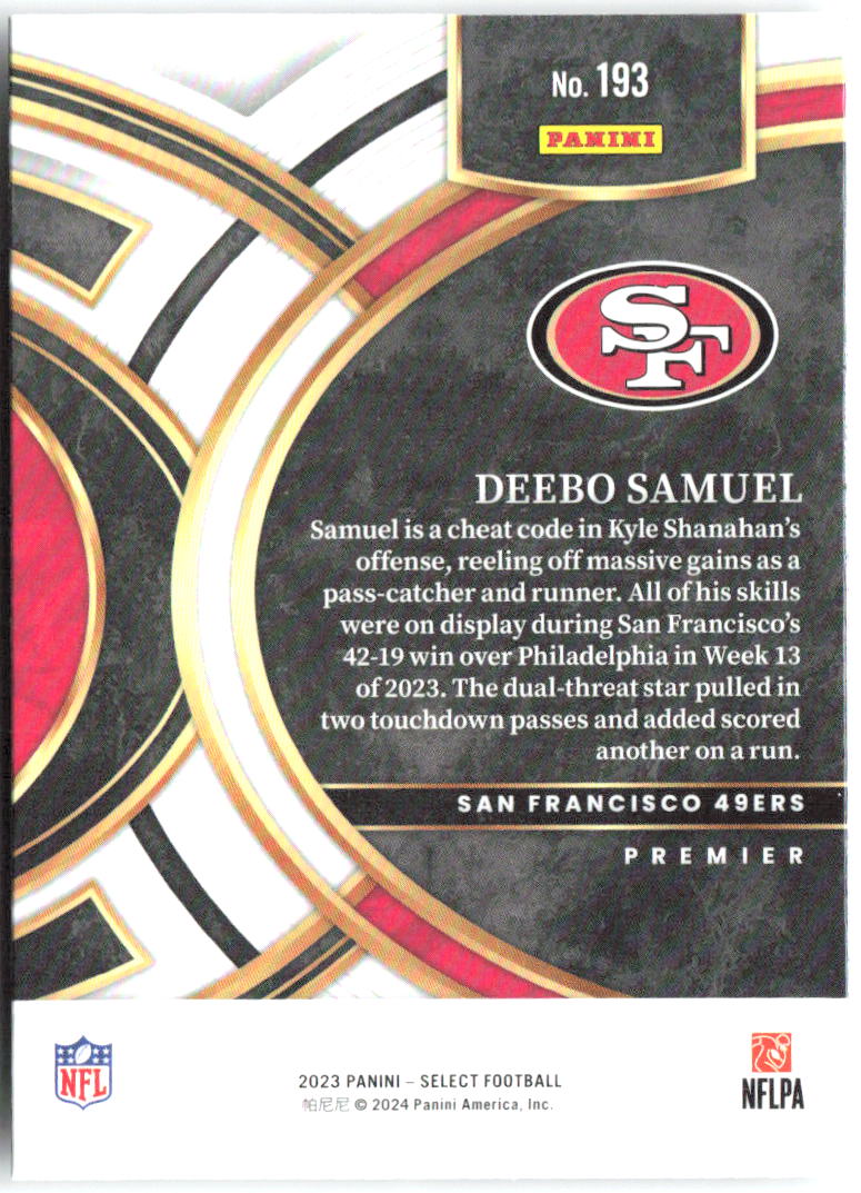 Deebo Samuel Panini Select 193 2023 San Francisco 49ers