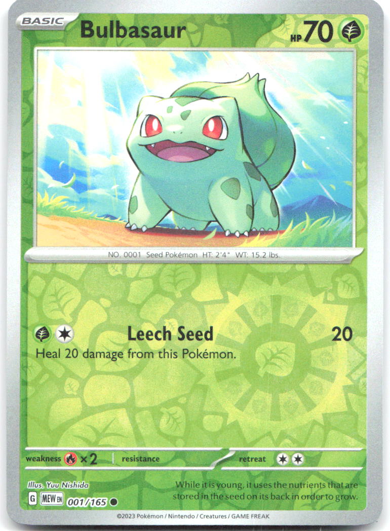 Bulbasaur Reverse Holo Common SV Scarlet & Violet 151 001/165 NM Yuu Nishida