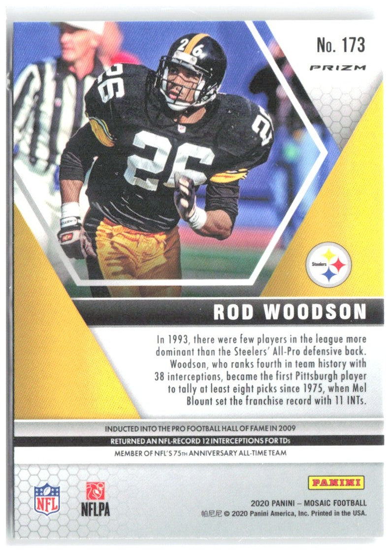 Rod Woodson Panini Mosaic - Prizm Silver 173 2020 Pittsburgh Steelers